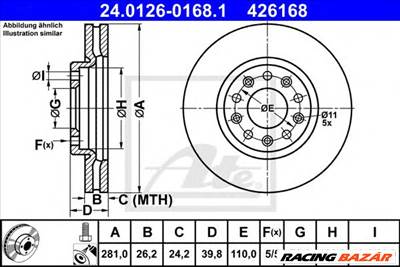 ATE 24.0126-0168.1 - féktárcsa ALFA ROMEO FIAT JEEP