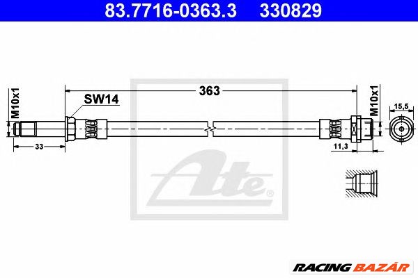 ATE 83.7716-0363.3 - fékcső MERCEDES-BENZ VW 1. kép