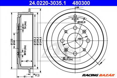 ATE 24.0220-3035.1 - fékdob FIAT OPEL VAUXHALL