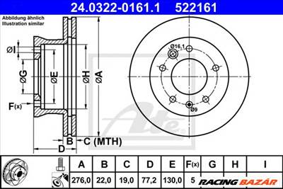 ATE 24.0322-0161.1 - féktárcsa MERCEDES-BENZ VW