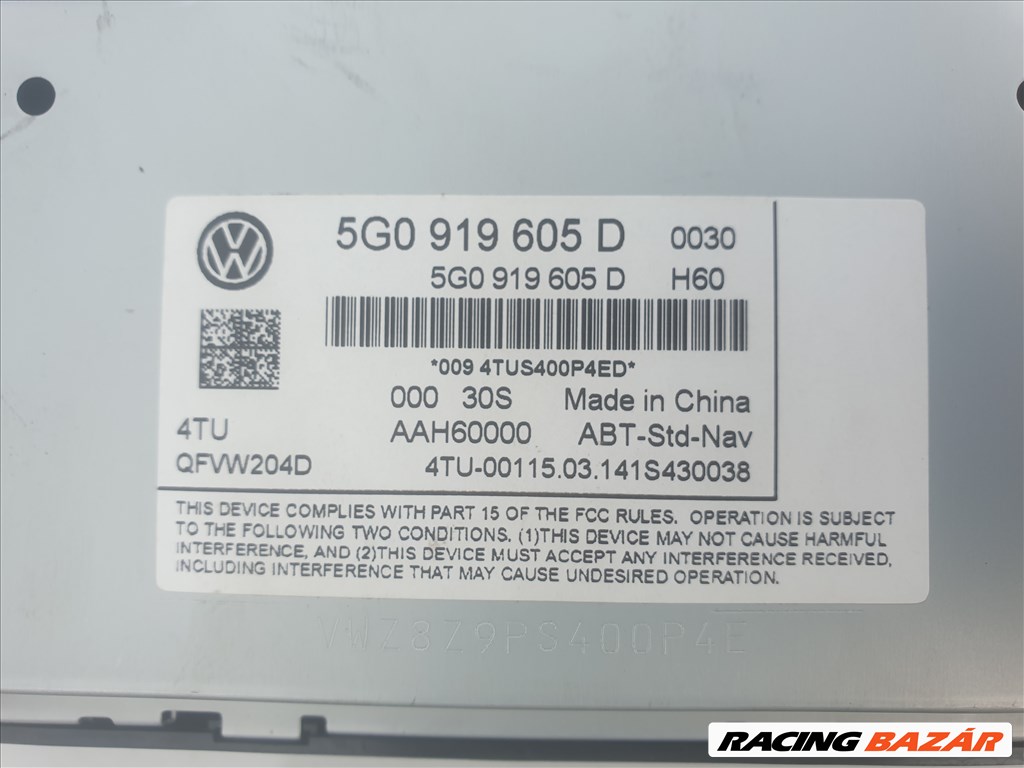 Volkswagen Golf VII fejegység / hifi kijelző 5G0 919 605D 5g0919605d 6. kép