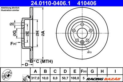 ATE 24.0110-0406.1 - féktárcsa LAND ROVER