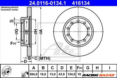 ATE 24.0116-0134.1 - féktárcsa FORD