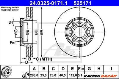 ATE 24.0325-0171.1 - féktárcsa SKODA VW