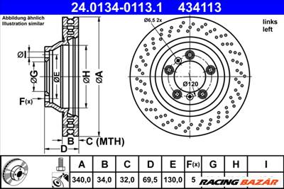 ATE 24.0134-0113.1 - féktárcsa PORSCHE