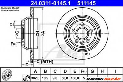 ATE 24.0311-0145.1 - féktárcsa FORD LAND ROVER