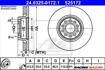 ATE 24.0325-0172.1 - féktárcsa SKODA VW