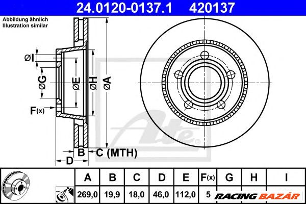 ATE 24.0120-0137.1 - féktárcsa AUDI 1. kép
