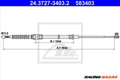 ATE 24.3727-3403.2 - Kézifék bowden AUDI SEAT VW