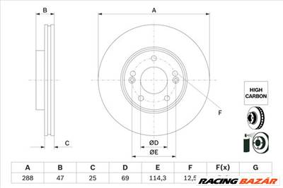 BOSCH 0 986 479 G24 - féktárcsa HYUNDAI KIA