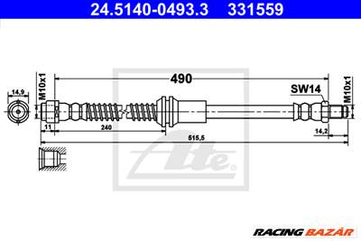 ATE 24.5140-0493.3 - fékcső MERCEDES-BENZ