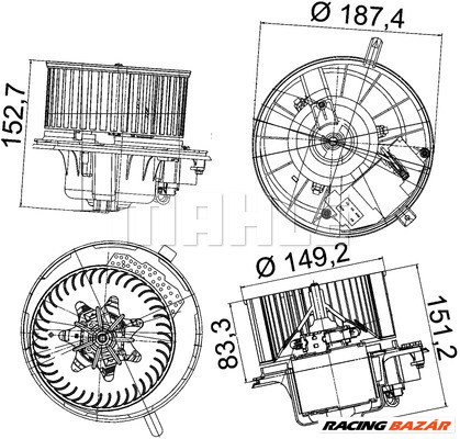 MAHLE AB 149 000P - Utastér-ventilátor AUDI SEAT SKODA SKODA (SVW ) VW VW (FAW) VW (SVW) 1. kép