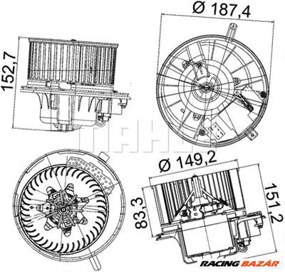 MAHLE AB 149 000P - Utastér-ventilátor AUDI SEAT SKODA SKODA (SVW ) VW VW (FAW) VW (SVW)