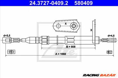 ATE 24.3727-0409.2 - Kézifék bowden MERCEDES-BENZ