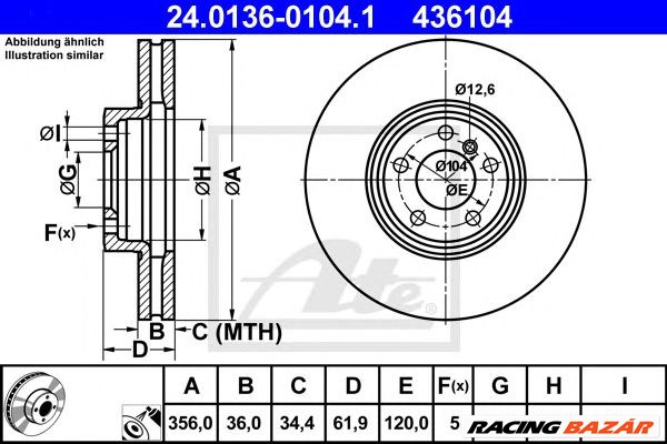 ATE 24.0136-0104.1 - féktárcsa BMW 1. kép