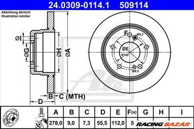 ATE 24.0309-0114.1 - féktárcsa MERCEDES-BENZ