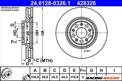 ATE 24.0128-0326.1 - féktárcsa ALFA ROMEO