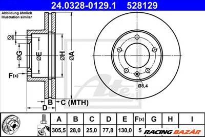 ATE 24.0328-0129.1 - féktárcsa NISSAN OPEL RENAULT VAUXHALL