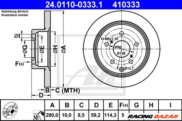 ATE 24.0110-0333.1 - féktárcsa TOYOTA 1. kép