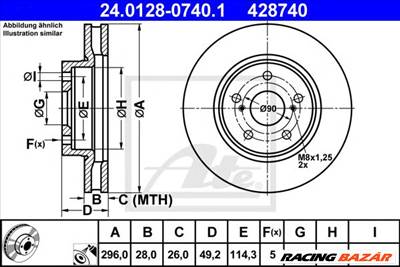 ATE 24.0128-0740.1 - féktárcsa LEXUS TOYOTA