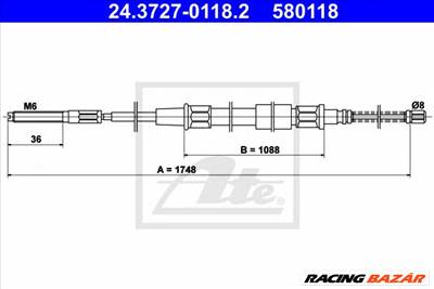 ATE 24.3727-0118.2 - Kézifék bowden VW