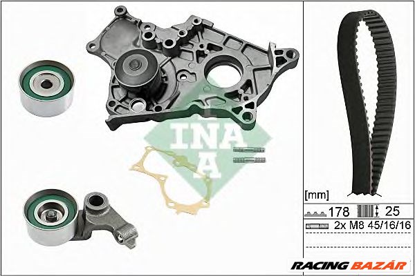 INA 530 0422 30 - Vízpumpa + fogasszíj készlet TOYOTA 1. kép