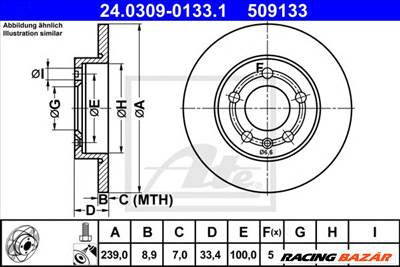 ATE 24.0309-0133.1 - féktárcsa AUDI SKODA VW