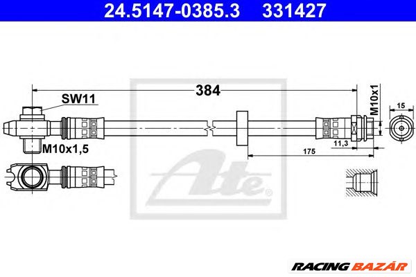 ATE 24.5147-0385.3 - fékcső SEAT VW 1. kép
