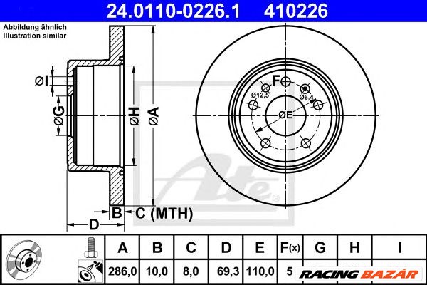 ATE 24.0110-0226.1 - féktárcsa CHEVROLET OPEL SAAB VAUXHALL 1. kép