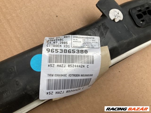 Citroën C5 II Bal Függönylégzsák és Oldallégzsák 9653865380 4. kép