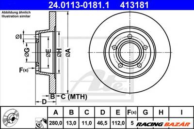 ATE 24.0113-0181.1 - féktárcsa AUDI