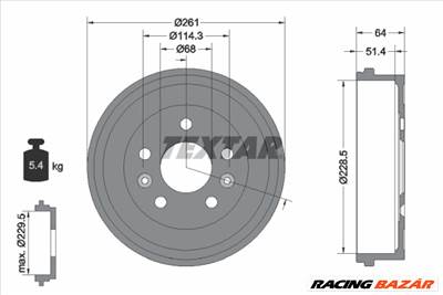 TEXTAR 94045500 - fékdob DACIA RENAULT