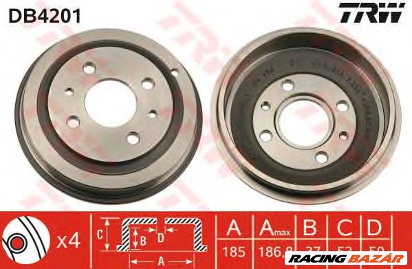 TRW DB4201 - fékdob FIAT 1. kép
