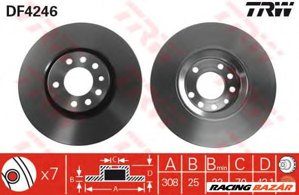 TRW DF4246 - féktárcsa OPEL SAAB VAUXHALL 1. kép