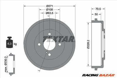 TEXTAR 94045600 - fékdob FORD