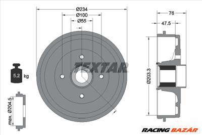 TEXTAR 94045800 - fékdob DACIA LADA RENAULT