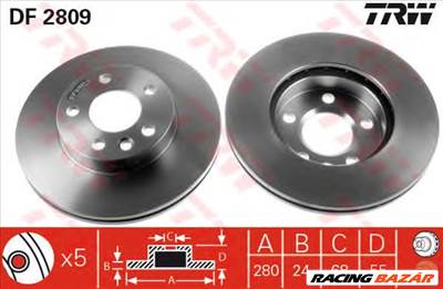 TRW DF2809 - féktárcsa VW