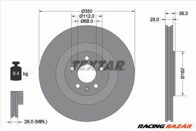 TEXTAR 92290405 - féktárcsa AUDI AUDI (FAW) VW