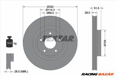 TEXTAR 92315203 - féktárcsa MAZDA MAZDA (CHANGAN)