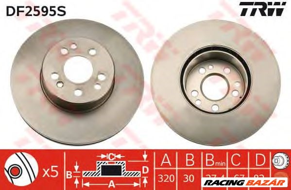 TRW DF2595S - féktárcsa MERCEDES-BENZ 1. kép