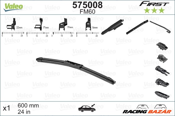 VALEO 575008 - ablaktörlő lapát ABARTH ALFA ROMEO AUDI BMW CHEVROLET CHRYSLER CITROËN DAEWOO DODGE D 1. kép