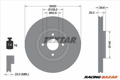 TEXTAR 92315503 - féktárcsa FORD FORD AUSTRALIA