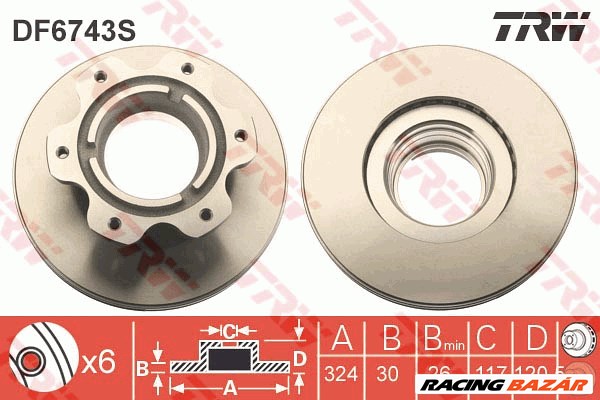 TRW DF6743S - féktárcsa MERCEDES-BENZ 1. kép