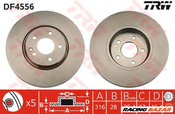 TRW DF4556 - féktárcsa MERCEDES-BENZ 1. kép