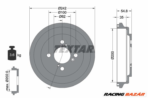 TEXTAR 94046900 - fékdob SUZUKI 1. kép