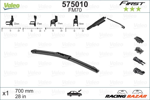 VALEO 575010 - ablaktörlő lapát AUDI CHRYSLER CITROËN FIAT FORD FORD AUSTRALIA FORD USA HOLDEN LANCI 1. kép