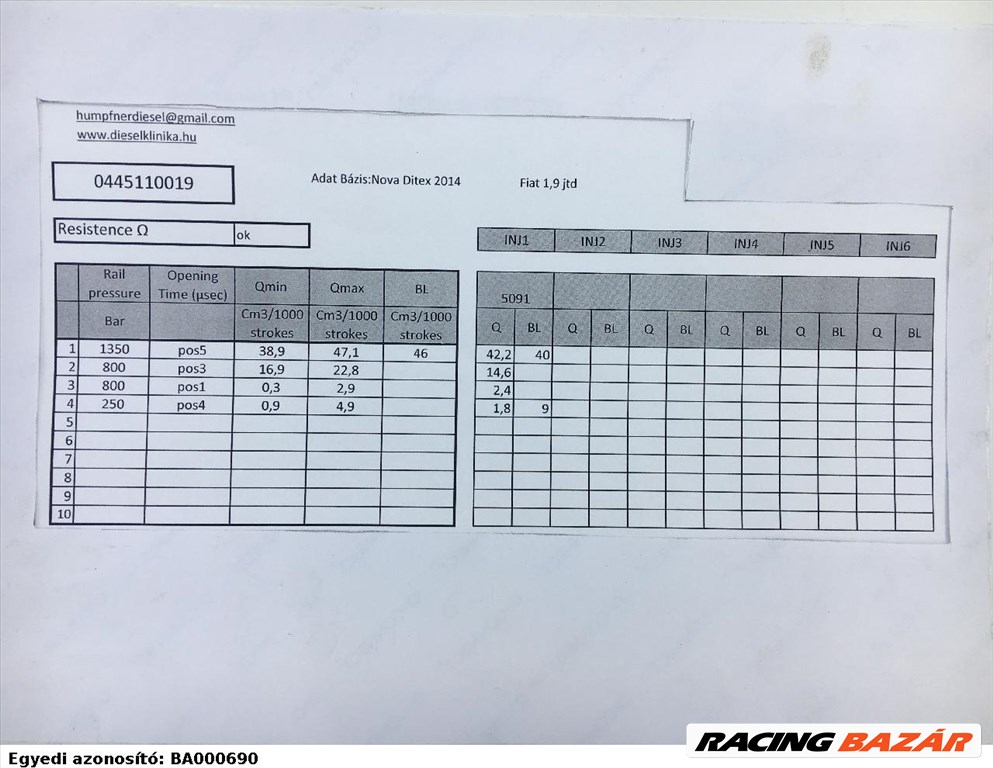 Dízel porlasztó 1.9 FIAT PUNTO II/III 00396 4. kép