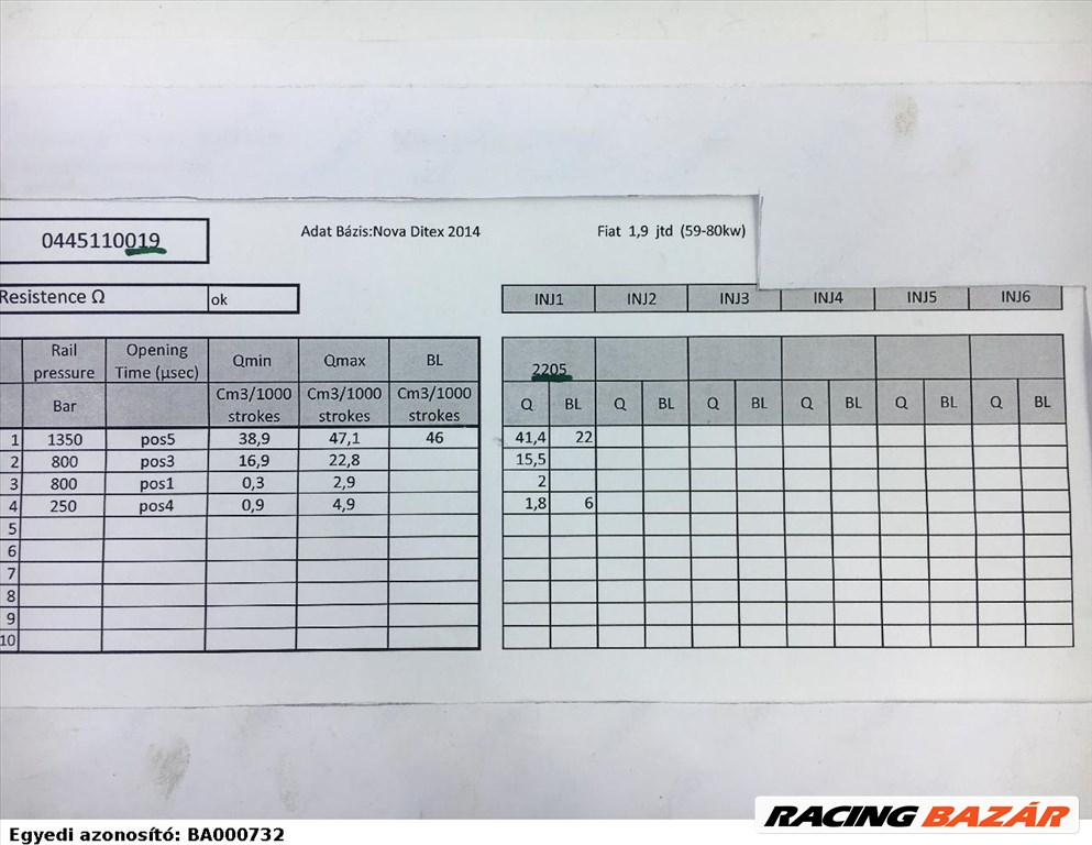 Dízel porlasztó 1.9 FIAT PUNTO II/III 00396 7. kép