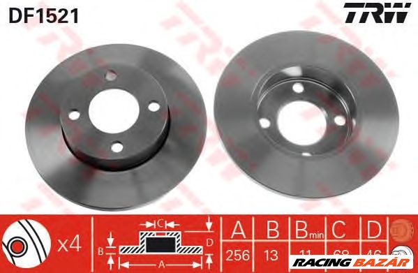 TRW DF1521 - féktárcsa AUDI 1. kép