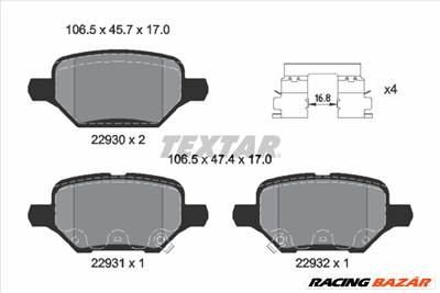 TEXTAR 2293001 - fékbetétkészlet, tárcsafék CHEVROLET OPEL VAUXHALL